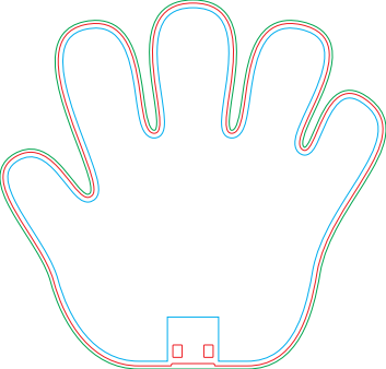 Hand-shaped HF005 fan outline